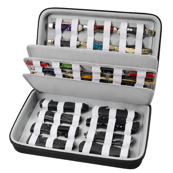 Katia Knife Display Case for 44 Slots Folding Knives, Pocket Knives,Black-Case Only