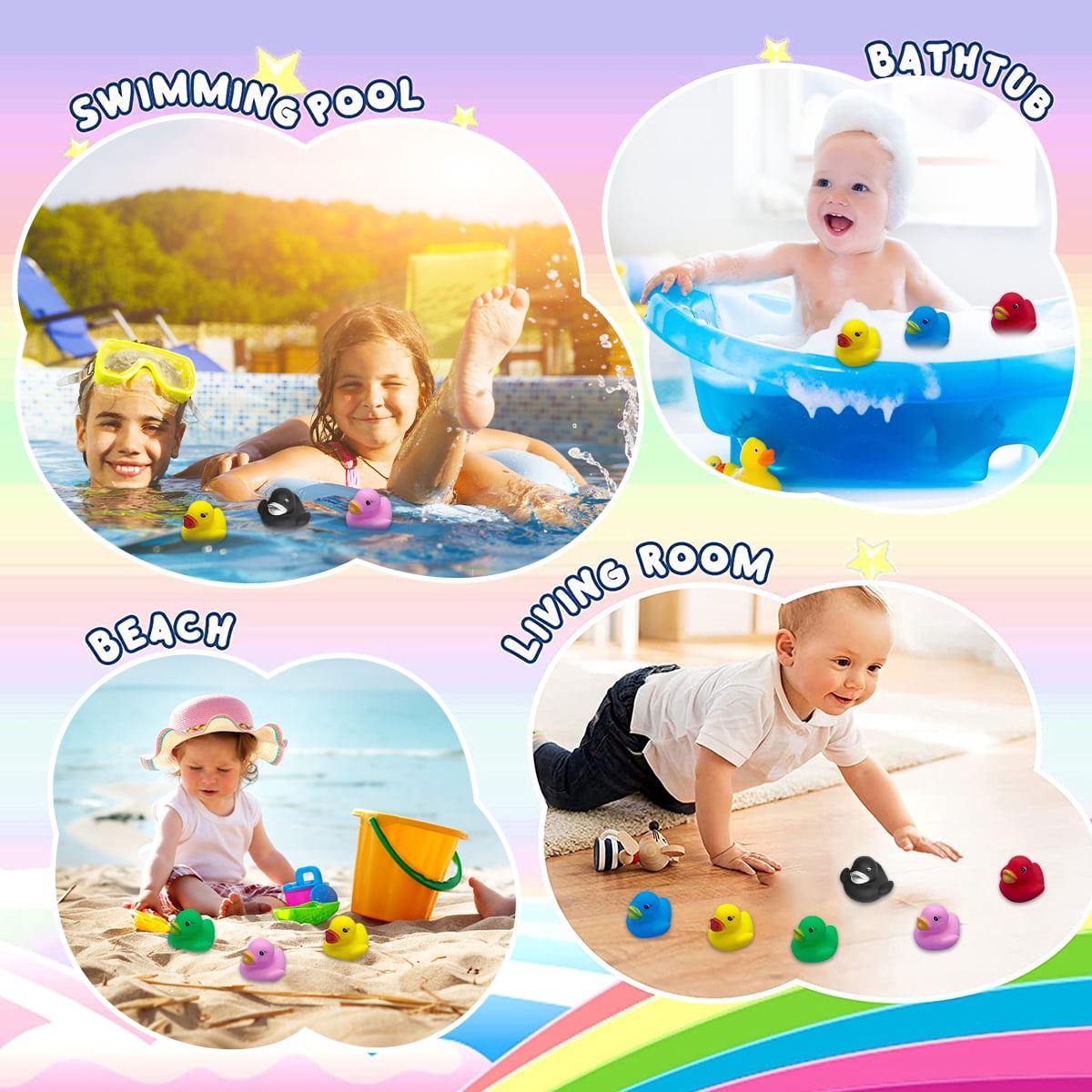 Tcwhniev 100 Pcs Rubber Ducks,Assorted Ducks Toy for Kids, Sensory Play, Stress Relief, Baby Bath Toy Rubber Duck for Shower Birthday Summer Beach Pool Activity Party Favors Gift