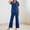Blue, variant on Women's Casual V Neck Trousers Suit Set Comfortable Wear For Daily Outfits Vacation Outfits Versatile Stretch Pants Outfit For Spring Summer Fall Graduation Outfits for Juniors Womens Dressy Rompers
