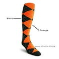 thumbnail image 2 of Golf Knickers Colorful Knee High Argyle Cotton Socks For Men Women and Youth - YY: Black/Orange - Mens, 2 of 2