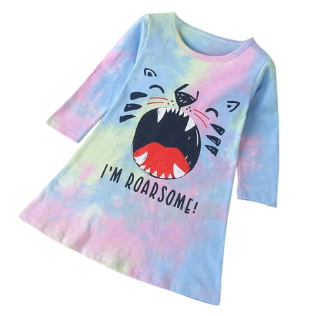 

Honeeladyy Winter Coats Toddler Kids Children Girls Cartoon Letter Tie-dye Print Outdoor Princess Dress Multicolor Sales Online
