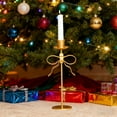 thumbnail image 4 of YardVibe Vintage Gold Bow Taper Candle Holders - Cast Iron Candlestick Stands with Antique Finish for Table Centerpiece, Wedding Decor, and Home Ambiance, 4 of 6