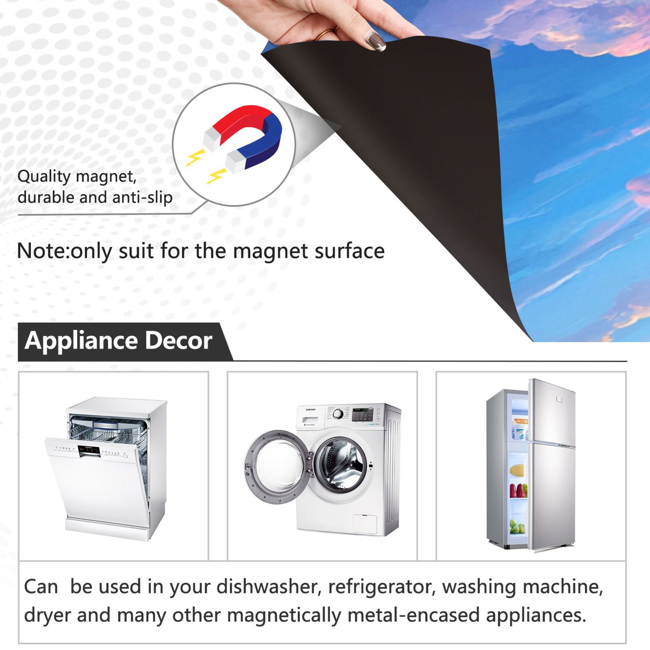 Dishwasher Magnetic Sticker 23x26 Inch Refrigerator Magnetic Sticker Washing Machine Magnetic Sticker Kitchen Panel Magnetic Sticker Home Decor Picturesque Rainbow Cloud