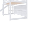 thumbnail image 3 of Luckynote,Twin Size Loft Bed,Wood House Bed,Slide,Storage Shelves,Light,Solid Wood,Bedroom,White, 3 of 15