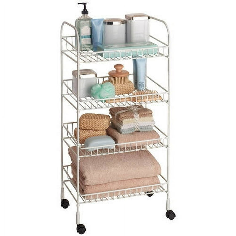 ClosetMaid 4-Tier Metal Rolling Utility Cart, White ClosetMaid 4-Tier Metal Rolling Utility Cart, White