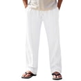 thumbnail image 2 of Awdenio Linen Pants Men Loose Fit Casual Summer Elastic Waist Drawstring Baggy Trousers with Pockets, 2 of 7