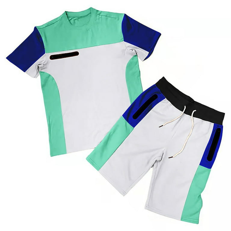Vedolay Short Set Men Tracksuit V Neck Shorts Sleeve T Shirts and Classic Sport Shorts Set Light Blue 3XL Walmart