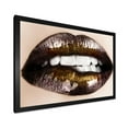 thumbnail image 2 of Designart 'Gold Black Lips Biting' Modern Framed Art Print, 2 of 4
