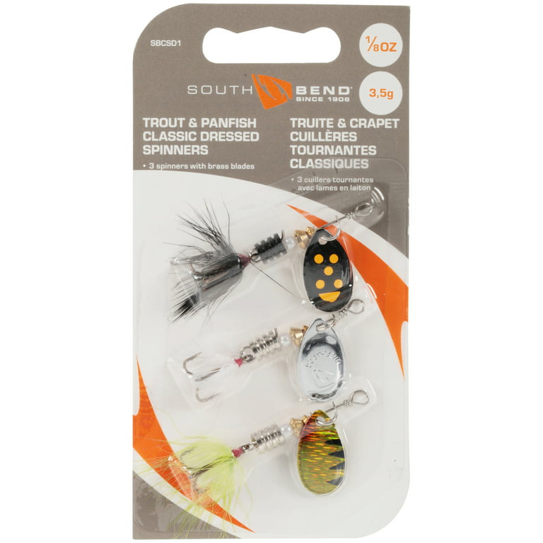 South Bend Dressed Spinnerbaits Freshwater Trout Fishing Lures, Assorted,  1/8 oz., 3-pack 