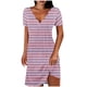 thumbnail image 1 of Mini Vestido de Verano Color Sólido Cuello en V Manga Corta Vestido de Becerro Medio, Vestido Corto de Verano, 1 of 5