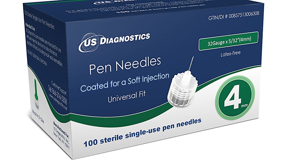 USD Pen Needles 32 Gauge x 5/32G (4mm) 300 Ct For GLucose Care