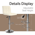thumbnail image 3 of Bar Stools Set of 2  Modern PU Leather Kitchen Counter Island Height Adjustable Swivel Square Cushion Bar Stools with Back, Footstool，White, 3 of 11