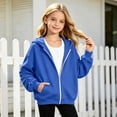 thumbnail image 2 of Bigetiay Girls Solid Color Zip Up Hoodie with Front Pocket Lined Casual Outerwear 6-7 Years, 2 of 5