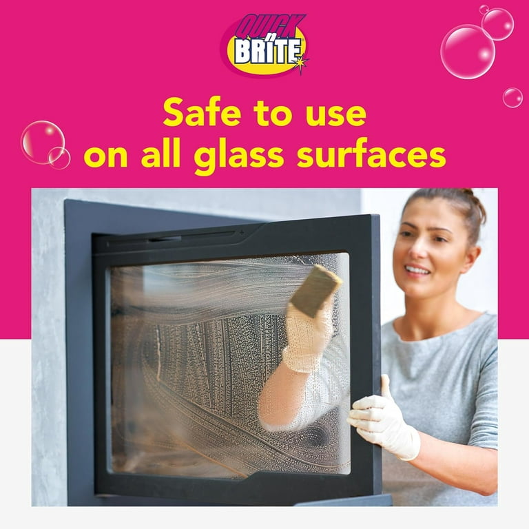 Quick N Brite Fireplace Glass Cleaner Kit with Cloth and Sponge, Removes  Soot, Smoke, Creosote, and more, 24 oz, 1-Pack