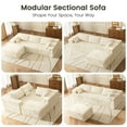 thumbnail image 4 of Woodty Living Room Sponge Sofa Combination, Wrinkle Resistant Wick Cotton and 30 Density Compressed Cotton, Equipped with 3 Pillows, 2 Throw Pillows, Detachable Cloth Cover, Beige, 4 of 7