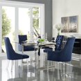thumbnail image 2 of Posh Living Chaise de Salle à Manger en Velours Acrylique Set de 2 - Navy, 2 of 9