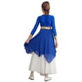 thumbnail image 2 of DPOIS Girls Full Length Praise Dance Dress Liturgical Robe Lyrical Dancewear Royal Blue 16, 2 of 6