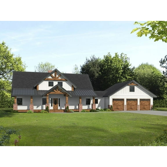 001-3686: Country Farmhouse 3 Bed, 4 Bath Luxury Home Plan, 3862 Sq Ft: Full Blueprints with License to Build by Home Plan Marketplace - Lesuto