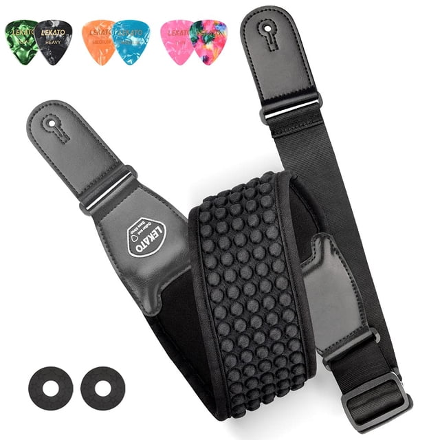 Correas de guitarra LEKATO para guitarra eléctrica y bajo de 3,5 cm de ancho
