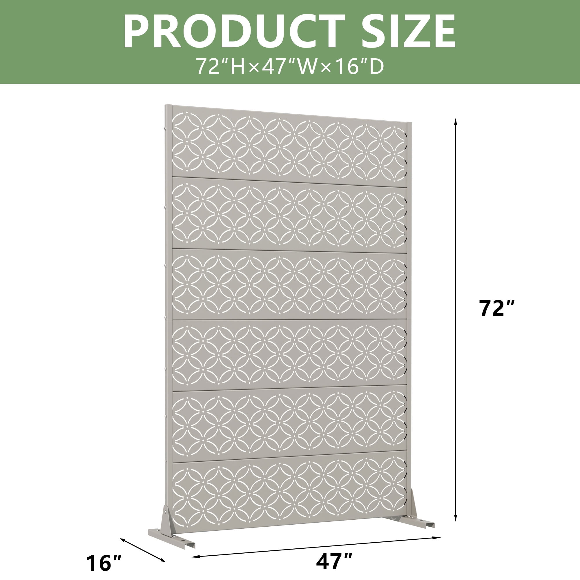 MAYEERTY 72*47in Outdoor Privacy Screen, Heavy Gauge Metal Privacy Fence, Privacy Panel for Patio, Balcony, Garden