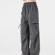 thumbnail image 4 of Amzcrzy Pantalones cargo para mujer: color liso, pierna ancha, múltiples bolsillos, transpirables, holgados y cómodos, resistentes al agua, con cremallera, tallas M-2XL. Gris, 4 of 4