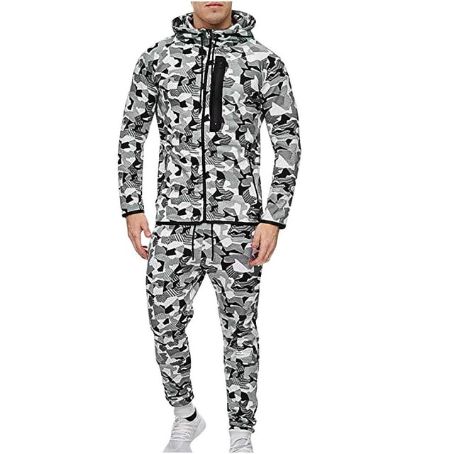 Edvintorg Men Sets Outfits 2 Piece Sweatpants Fashion Camouflage Casual ...