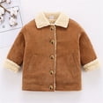 thumbnail image 2 of Mercatoo Toddler Baby Fle𝐞ce Lined Suede Jacket Boys Solid Color Button Up Lapel Outwear Girls Toddler Light Girl Winter Coat 4t, 2 of 4