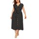thumbnail image 2 of Vestido de lunares de talla grande para mujer, con botones, cintura con cordones y escote en V, 2 of 6