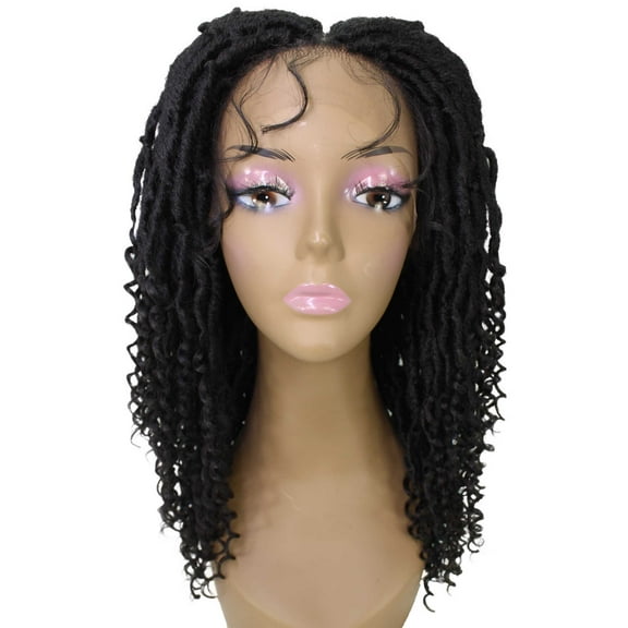 LUXLUXE Angel Curly Locs 20 in Long 4X4 Hand Tied Lace Braid Braided Wig, Beauty Heat Resistant Fiber,