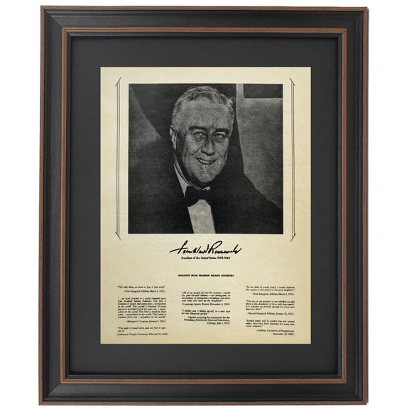 Framed Franklin D. Roosevelt Portrait & Quotes. Historical Prints by Patriot Gear Company