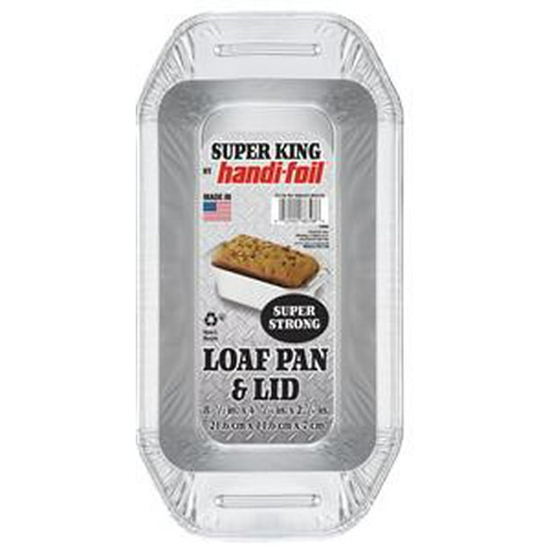 HandiFoil Super King Aluminum Foil Loaf Pan with Handles and Lid, 2