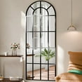 thumbnail image 1 of BEAUTYPEAK 71"x 30" Arched Full Length Windowpane Mirror Wall-Decor Mirror,Black, 1 of 6