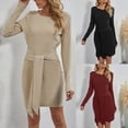 thumbnail image 1 of Gspmoly Robes pour Femmes, Mode Femmes Aguichant Décontractée Robe Unie à Manches Longues Robe Bandage Robes Formelles pour Femmes jusqu'à 65 % de Rabais, 1 of 5