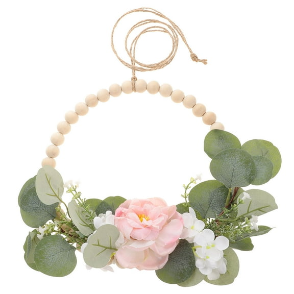 GAXIRE 1Pack Pink Circular Wooden Garland Pendant for Home Decoration Rustic Style