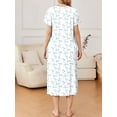 thumbnail image 3 of Avidlove Long Nightgowns for Women Henley Floral Ladies Gowns Short Sleeve Btton Neck Nightdress House Dress Sleepwear with Pockets, 3 of 8