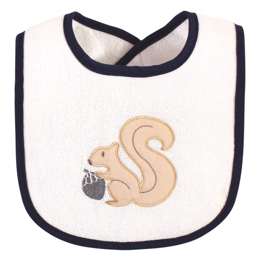Hudson Baby Infant Boy Cotton Terry Drooler Bibs with Fiber Filling, Boy Woodland, One Size