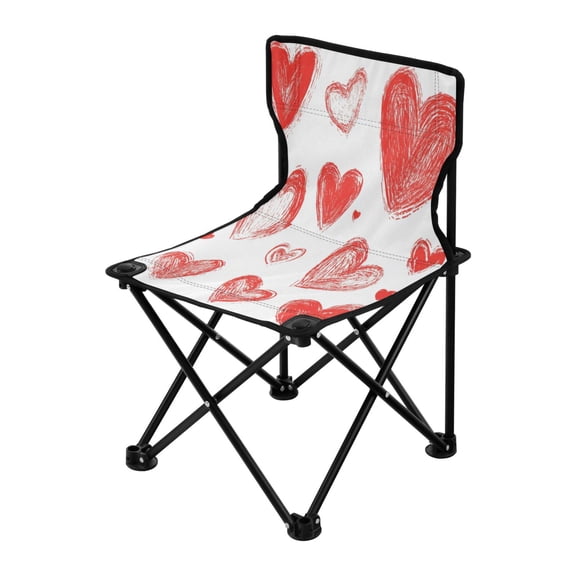 Outdoor Folding Chair 14.46x14.46x22.83 Inches, Camping Folding Chair Easy to Carry Ideal for Outdoor Picnics Camping Park Fishing Line Red Love