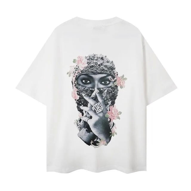 Camiseta para Hombre 2024 Camiseta para Hombre Carta enmascarada Estampado para Hombre Casual Manga Corta Algodón Suelto Manga Corta Top