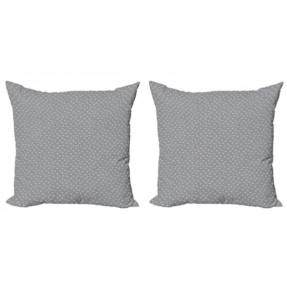 Ambesonne Love Throw Pillow Cover 2 Pack, Hearts on Curvilinear Stripes, 16", Grey Pale Fuchsia White