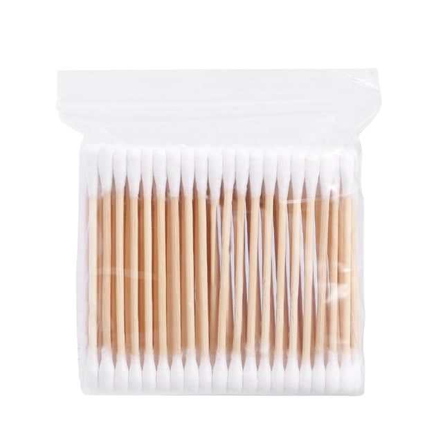 Amdohai 100 Unités Coton Swabs avec Bâton en Bois Double Rond