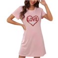 thumbnail image 4 of Sakmal Cute Moomoo Nightgownss for Women Short Sleeve Love Valentines Sleepwear Heart Print Short Nightgowns for Women L, 4 of 4