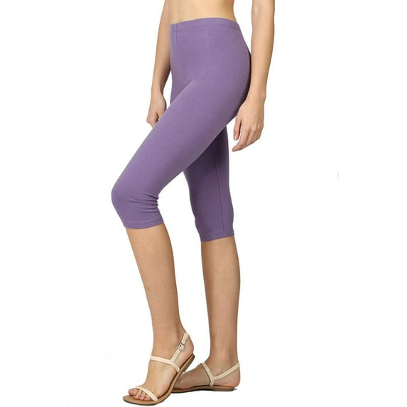 Womens High Waist Seamless Cotton Capri Leggings