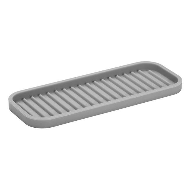 InterDesign Lineo Kitchen and Bath Silicone Sink and Vanity Tray Gray Sink Tray 