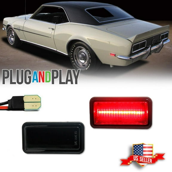 GTINTHEBOX For 1968-1969 Camaro Impala Nova Corvette Smoked Rear Red LED Side Marker Lights
