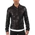 thumbnail image 2 of Men's Genuine Lambskin Leather Jacket Biker Soft Stylish Black Motorcycle Jacket A934, 2 of 4