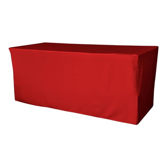 TCpop-fit-96x30x30-RedP98 2.77 lbs Polyester Poplin Fitted Tablecloth, Red