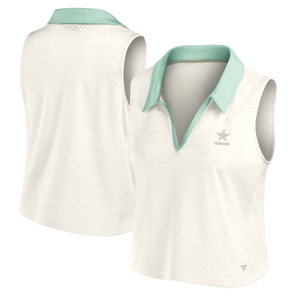 Women's Fanatics Cream Dallas Cowboys Studio Wellness V-Neck Tank Top