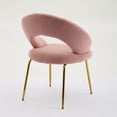 thumbnail image 2 of Set of 1 Velvet Fabric Dining Chairs with Curved Backrest and Golden Metal Legs for Kitchen or Dining Room (Pink), 2 of 11