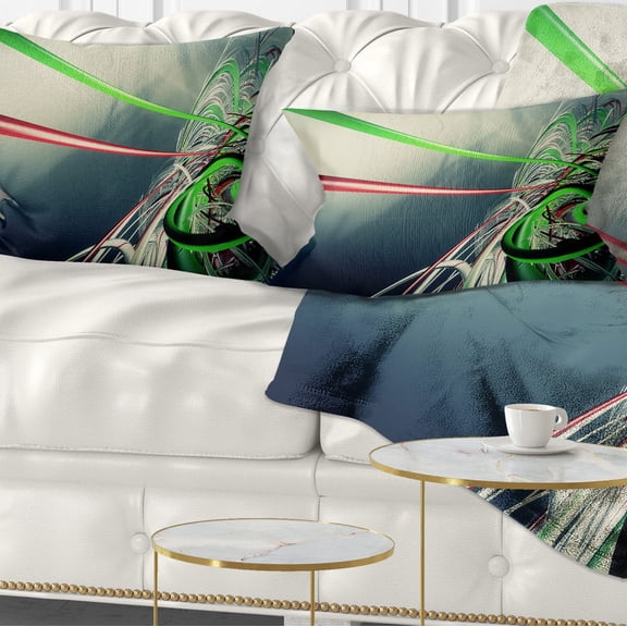 Designart Fractal 3D Green Stripes - Contemporary Throw Pillow - 12x20