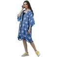thumbnail image 4 of Moomaya Moss Georgette Printed Shrug Beach Cloth 3/4 Sleeve Cardigans For Women, 4 of 6